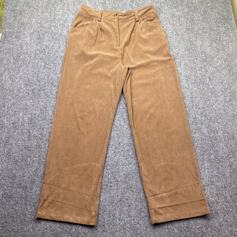 Halara Brown Corduroy Wide Leg High Waisted Pleated Pants Size Large Boho Skater